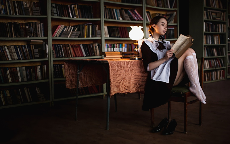 form, lessons, Andrey Frolov, legs, schoolgirl, 2K, Valeria Novikova, book