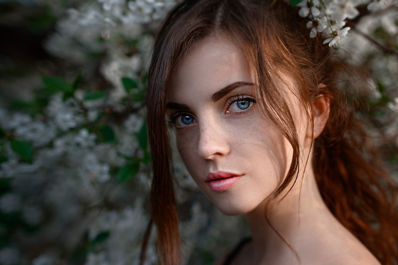 George Chernyadev, Kate, 1080P, spring, freckles, the beauty, Katyusha