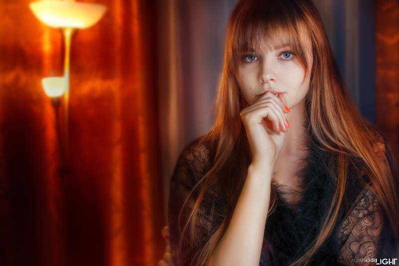 hand, redhead, Anastasia Ljubytinsky, 2K, look, Alexander Drobkov-Light, long hair, red, portrait