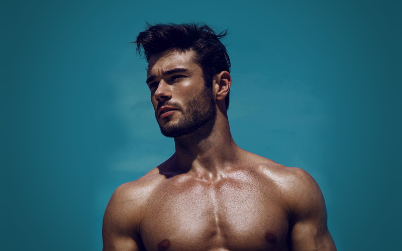handsome, 4K, adon, portrait, one person, contemplation, young men, real people, standing, model, front view, looking, lifestyles, headshot, swimming pool