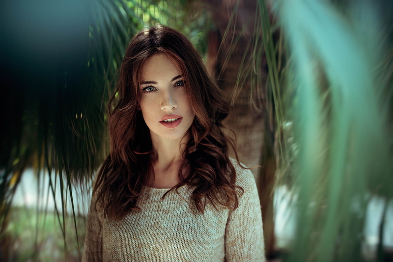1080P, portrait, depth of field, women, Manthos Tsakiridis, palm trees