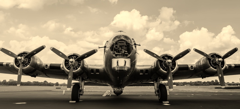 mode of transportation, historic, airport, military, Sepia, aerospace industry, aircraft, photo, World War Ii, bomber, explosive, Airplane, air force, no people