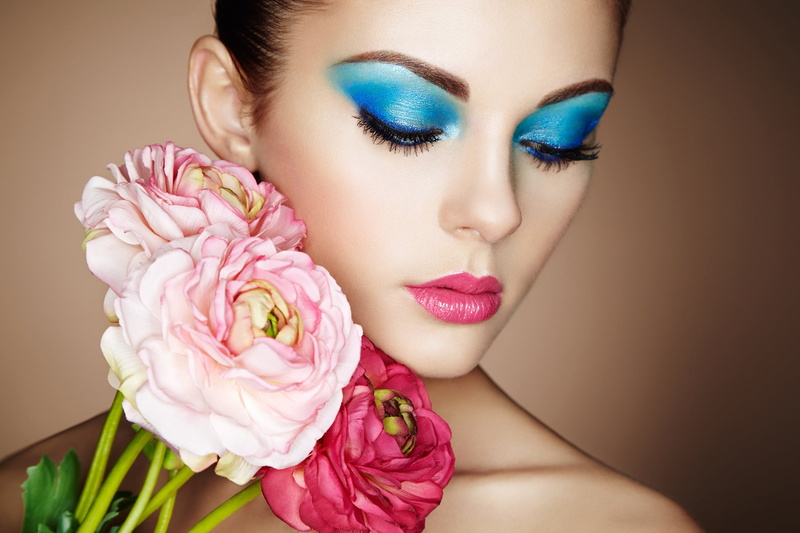 girl, makeup, flowers, Oleg Gekman, face, 1080P