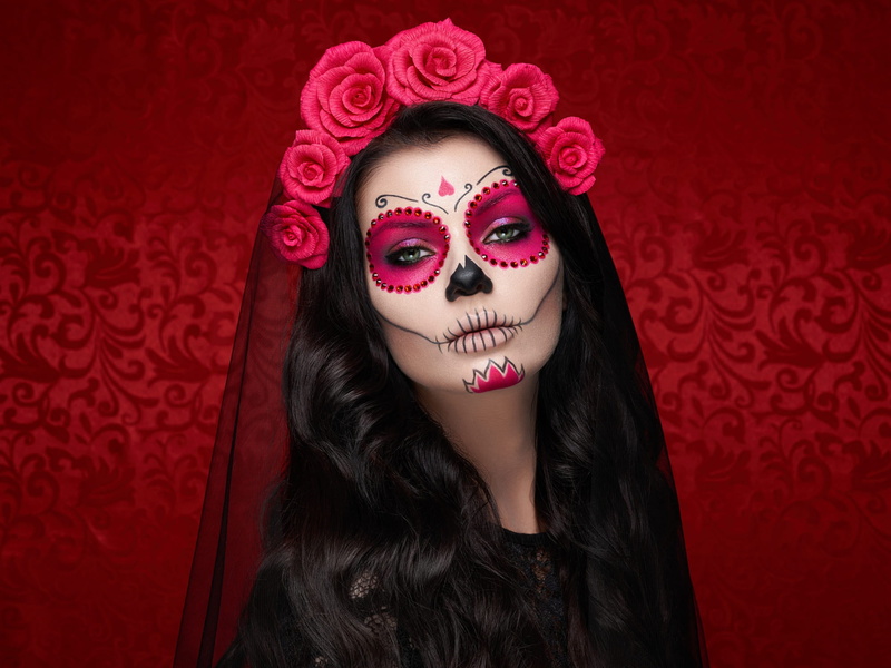 1080P, Halloween, makeup, girl, Oleg Gekman