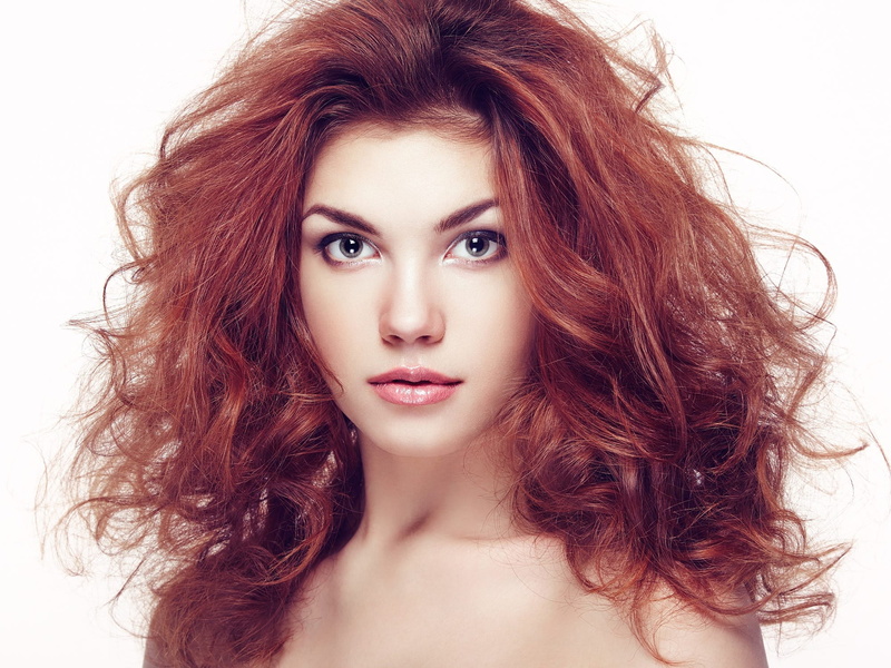 redhead, white background, eyeshadow, portrait, eyeliner, looking at viewer, lip gloss, Oleg Gekman, simple background, makeup, lipstick, 1080P, women