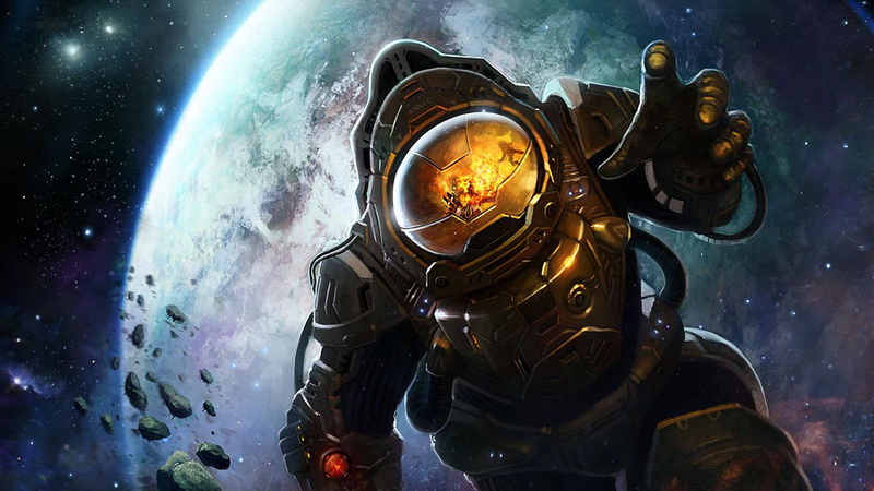 art, cosmic, meteors, background, explosion, astronaut, earth, digital, 1080P, hd, floating, mobile, planet, space