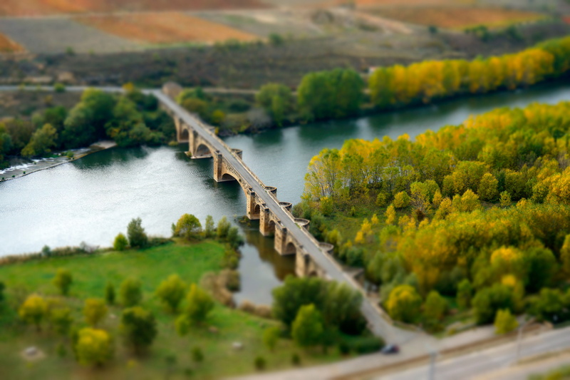 tree, land, spring, scenics - nature, guardia, no people, connection, green color, tilt-shift, panoramic, bridge, built structure, tranquility