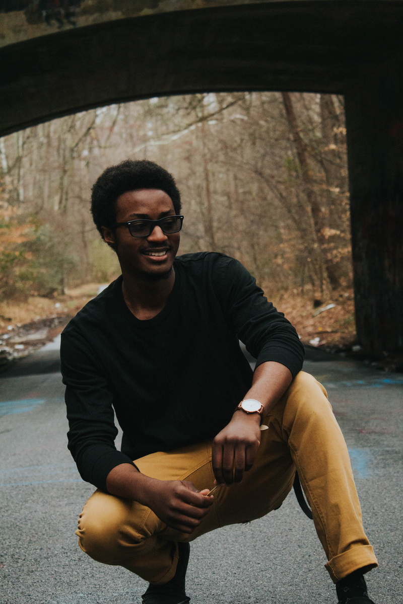 smiling, portrait, landscape, young man, model, wear, casual, glasses, front view, real people, outerwear, pose, facial expression, bridge, hairstyle, close-up