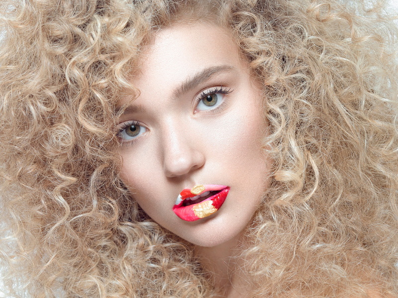 retouching, Flower, 1080P, makeup, curls, portrait