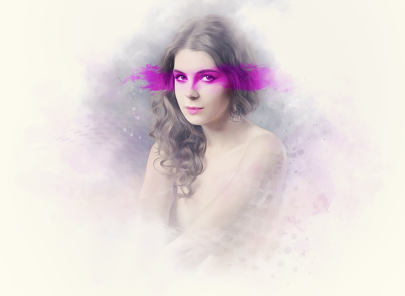 retouching, girl art, stylized painting, look, background, 4K, portrait