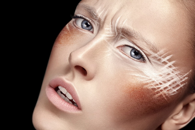 leather, eyes, Retouch, beauty, makeup, Ksusha Novikova, 1080P, portrait