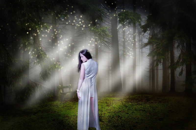 fog, standing, ghost, mystery, adult, luster, spooky, woods, fear, nature, young adult, forest, full length, one person, natural, horror, land, woodland