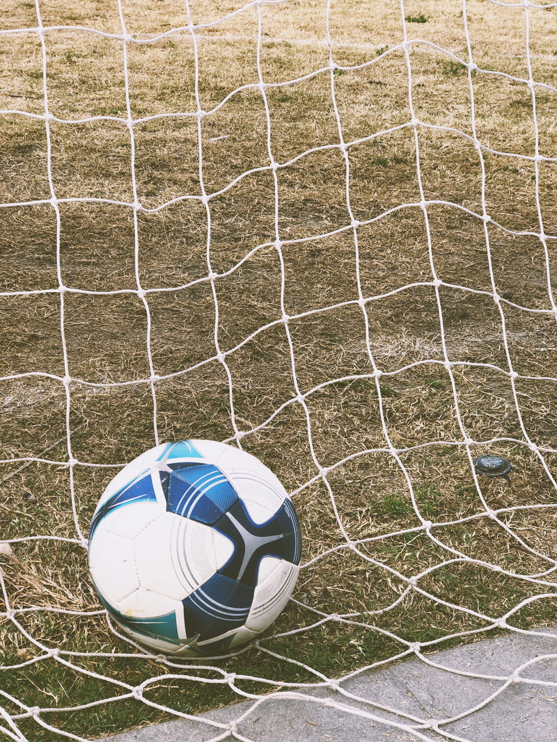 sphere, team sport, 4K, soccer ball, ball, high angle view, soccer field, sports equipment, soccer, sport, inside, apparel, nature, blue, goal, no people