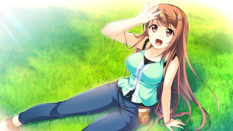 anime girls, green color, plant, If My Heart Had Wings, one person, sunlight, women, land, 2K, field, nature, young adult, lifestyles, fashion, hair, day
