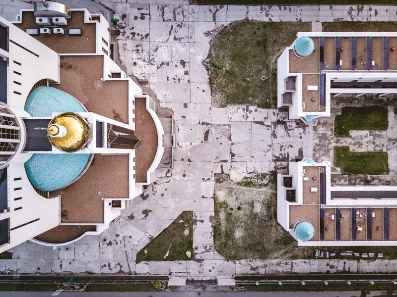 nature, no people, building exterior, brown, church, architecture, 2K, gold, photo, dji, backgrounds, drone, weathered, dome, residential district, building