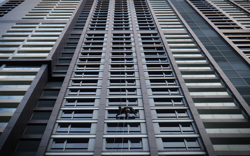 4K, height, built structure, occupation, construction, real people, window, working, city, eye, s, office building exterior, low angle view, building exterior