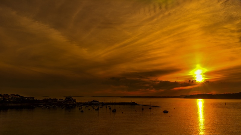 clouds, reflection, water, evening sun, sky, no people, romantic sky, galicia, sunset, horizon over water, sea, horizon, cloud - sky, 1080P, sunlight