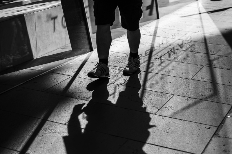 focus on shadow, day, shoe, pavement, outdoors, urban, body part, low section, 5K, shadow, footpath, photography, concrete, one person, leisure activity