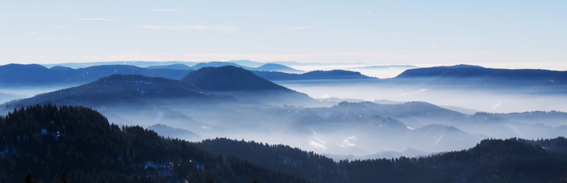 sea of fog, day, nature, woodland, tranquility, sky, no people, scenics - nature, scenics, tranquil scene, fogs, panoramic, mountains, majestic, outdoors