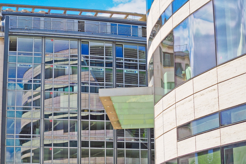 urban, glass - material, modern architecture, 4K, day, cloud - sky, düsseldorf, nature, building, kö bow, reflection, modern, office building exterior