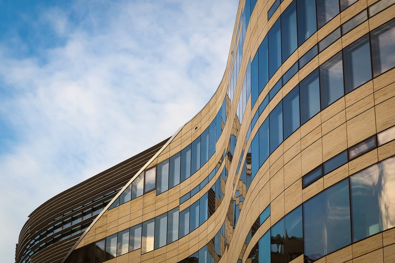 düsseldorf, Window, Facade, office, office building, city, built structure, reflection, houses facades, glass, low angle view, house facade, urban, clouds