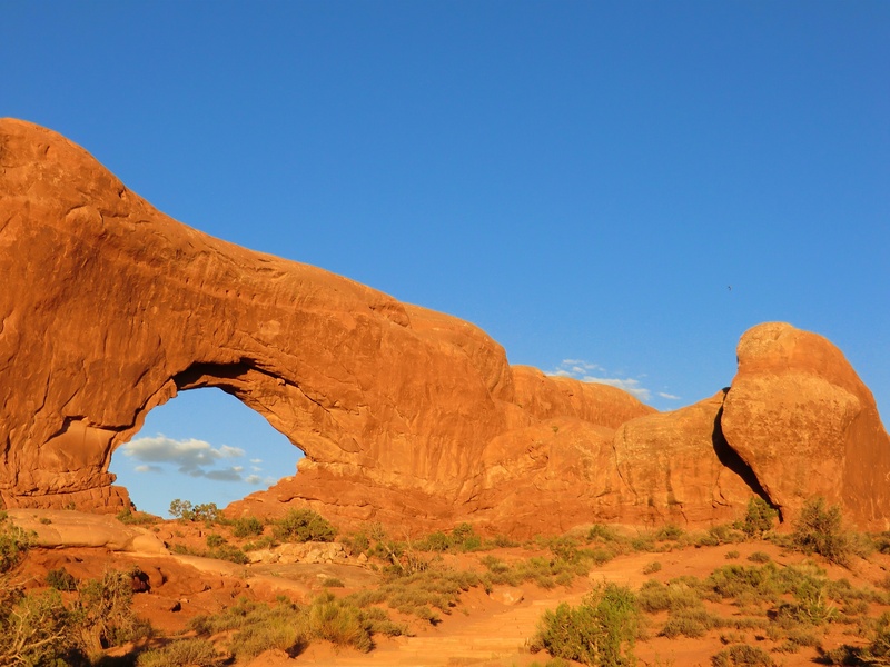 rock, landscape, beauty in nature, scenics - nature, geology, arches national park, semi-arid, non-urban scene, formation, arid climate, clear sky, remote