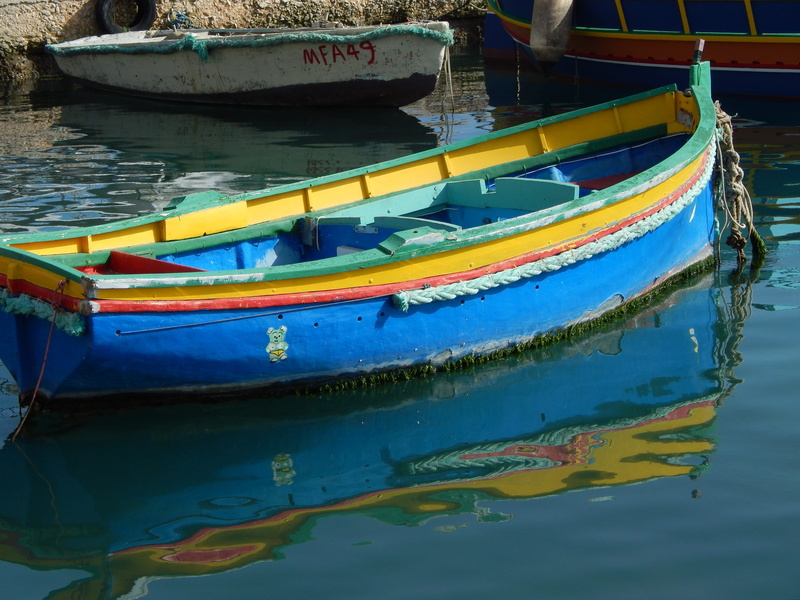 port, floating, moored, marsaxlokk, reflection, water, nature, malta, fishing boat, fisheries, 4K, transportation, wooden boat, boat, absence, no people