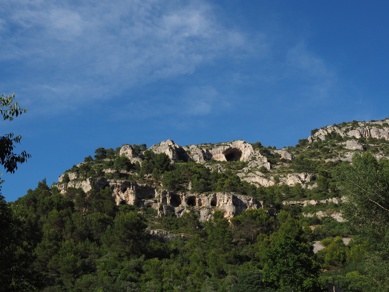 plant, old ruin, cloud - sky, built structure, outdoors, no people, building exterior, ancient civilization, blue, low angle view, fontaine-de-vaucluse