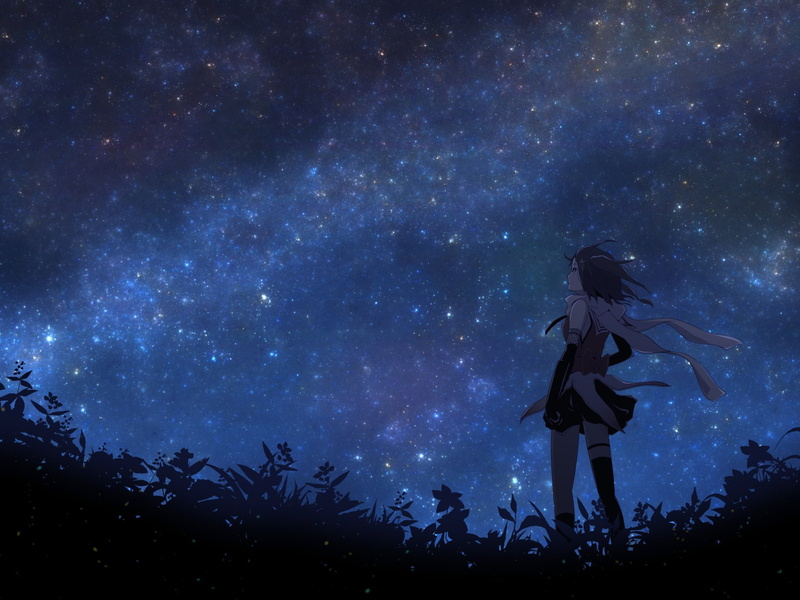 scenics - nature, galaxy, Kantai Collection, Sendai (Kancolle), 1080P, astronomy, star - space, people, night, standing, Anime, sky, nature, real people