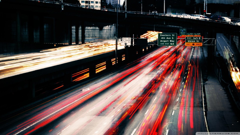 1080P, city, exposure, lights, signs, car, 3d and abstract, long, highway