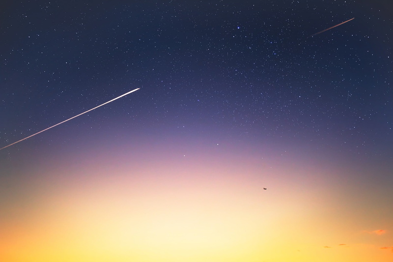 space art, planes, science, space, star field, sky, flying, atmosphere, untitled, vapor trail, outdoors, constellation, galaxy, space exploration, star - space