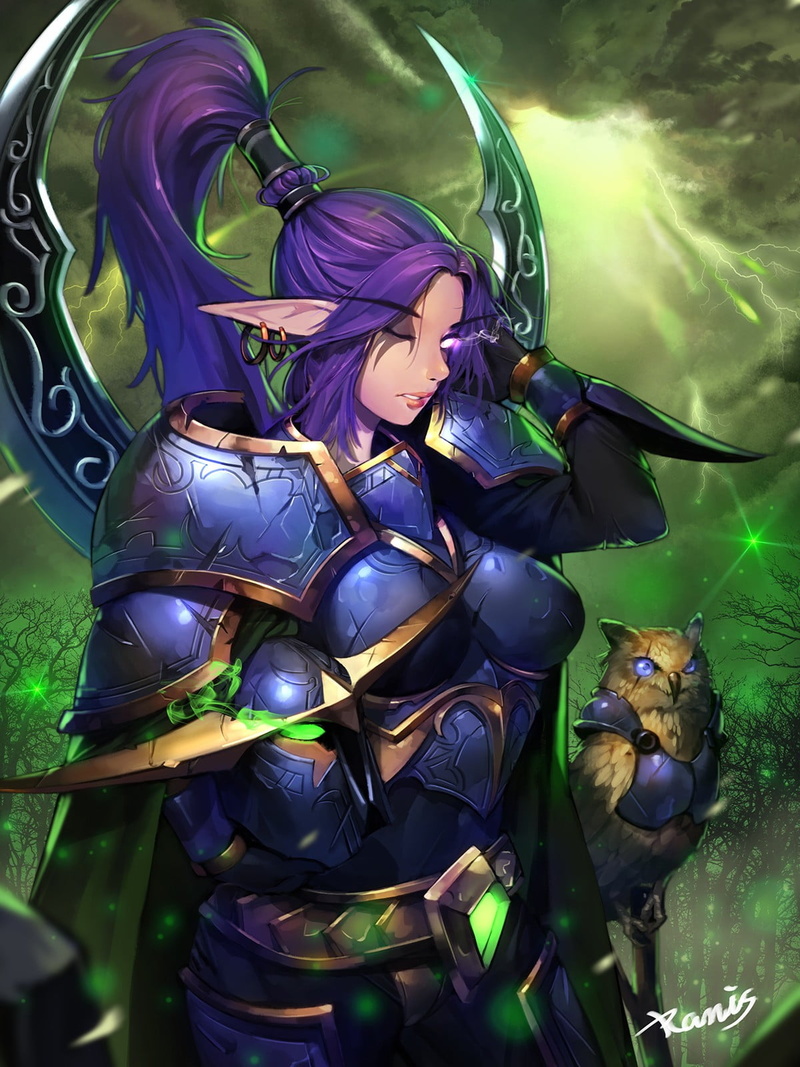 night, animation, standing, creativity, females, character, multi colored, outdoors, women, real people,  World of Warcraft, one person, animal wildlife