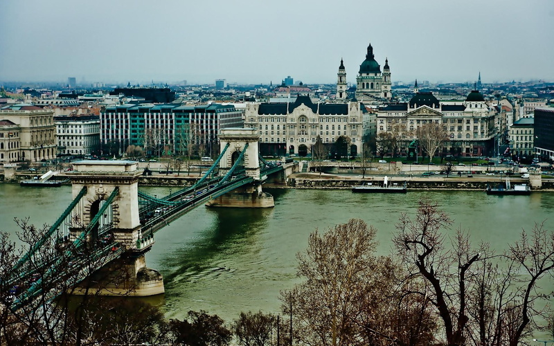 old, fantastic, 1080P, trees, river, bridge, nature and landscapes, world, city