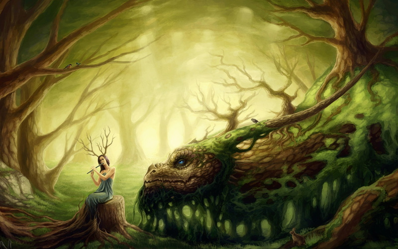 trees, animals in the wild, adult, portrait, branch, dragon, nature, green color, plant, fairy tale, one animal, women, animal wildlife, outdoors, vertebrate