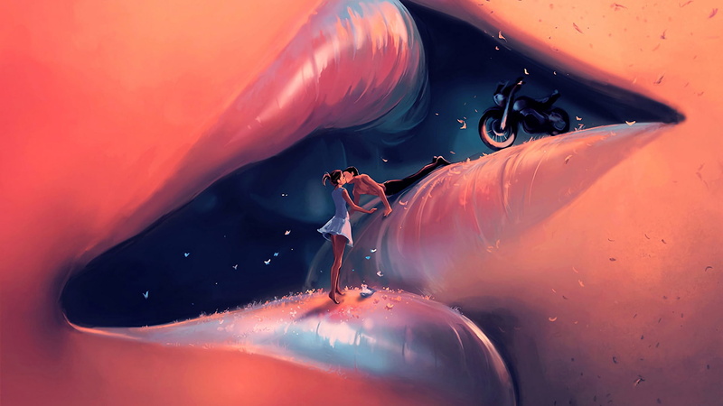 Couple, Lips, Fantasy, Love, 1080P, Kiss