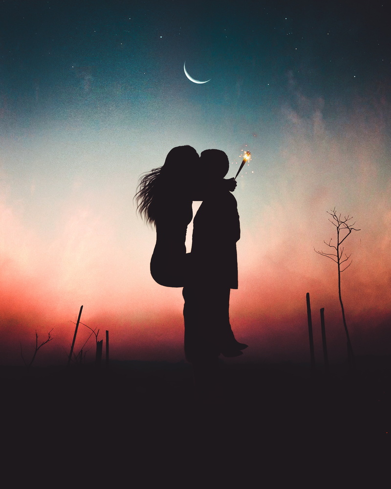 Couple, Sunset, Lovers, Kiss, 2K, HD