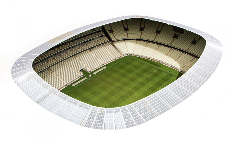 day, Football, modern, no people, geometric shape, 2014, world cup, stadium, 4K, sport, building, green, Stadiums, soccer, Sports, illustration, green color