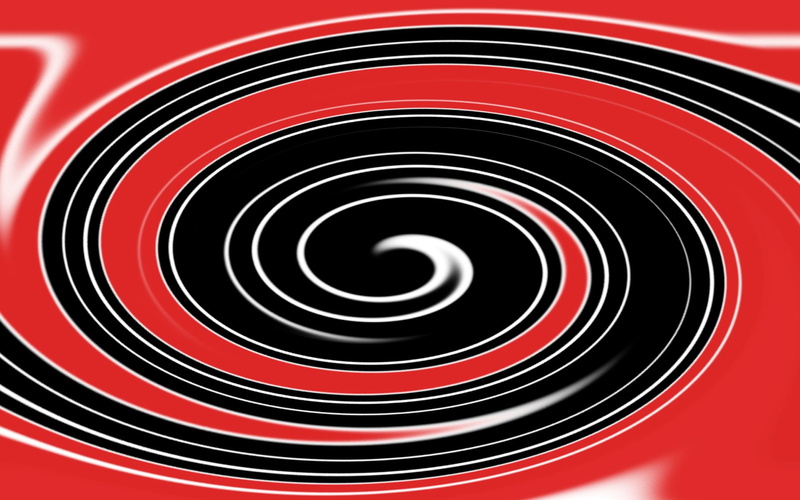 still life, shape, studio shot, spiral, pattern, black color, concentric, Twister, indoors, close-up, 1080P, backgrounds, abstract, red, design, directly above