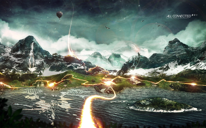 connected, art, cg, Black, connection, All Connected, cloud, d, hd, 3D, 1080P, Abstract
