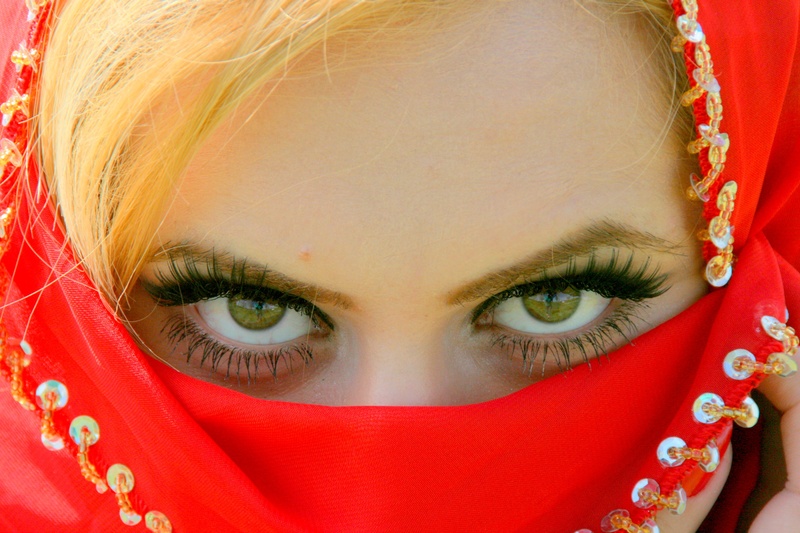 islam, young women, headshot, women, textile, eyebrow, lifestyles, coloring, young adult, brown eyes, gene, eye, body part, make-up, face, looking at camera