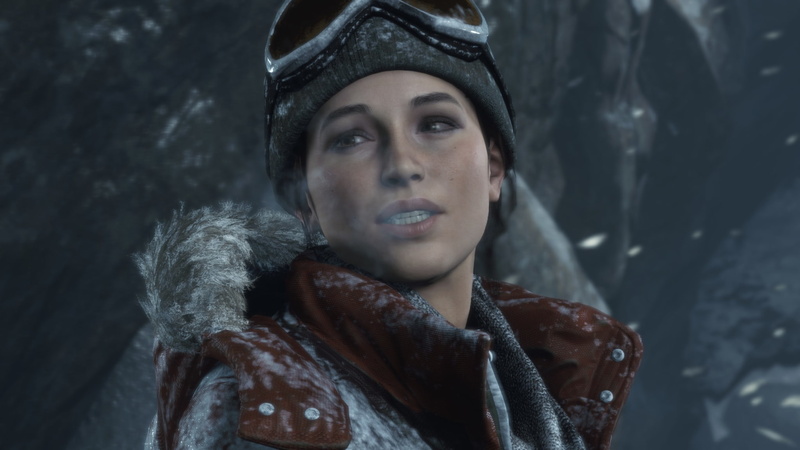Lara Croft, clothing, coat, contemplation, adult, looking at camera, hair, snow, looking, video games, winter, 1080P, dark, headshot, cold temperature