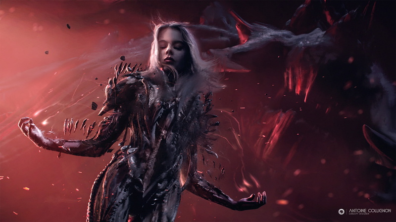 women, digital art, Fantasy girl, smoke, Antoine Collignon, fantasy Art, dark Fantasy, Futuristic, 720P