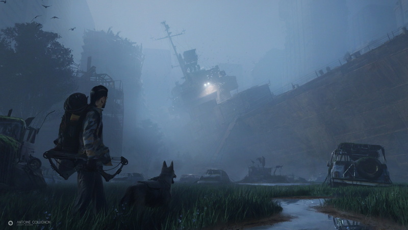men, mammals, 2K, artwork, dog, science fiction, animals, Antoine Collignon, apocalyptic