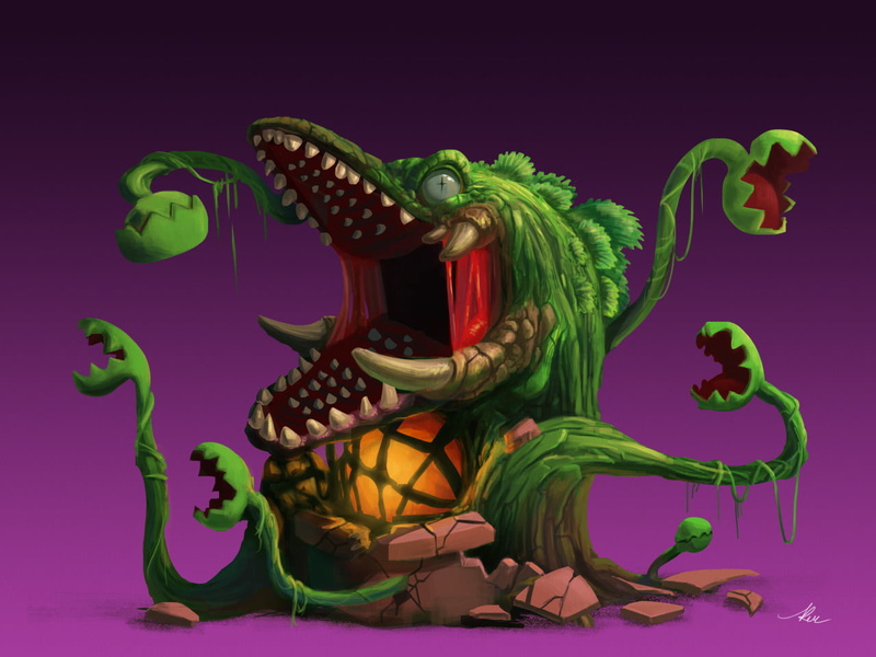 creature, 720P, digital art, gradient, kaiju, Biollante, humor, Godzilla, movies