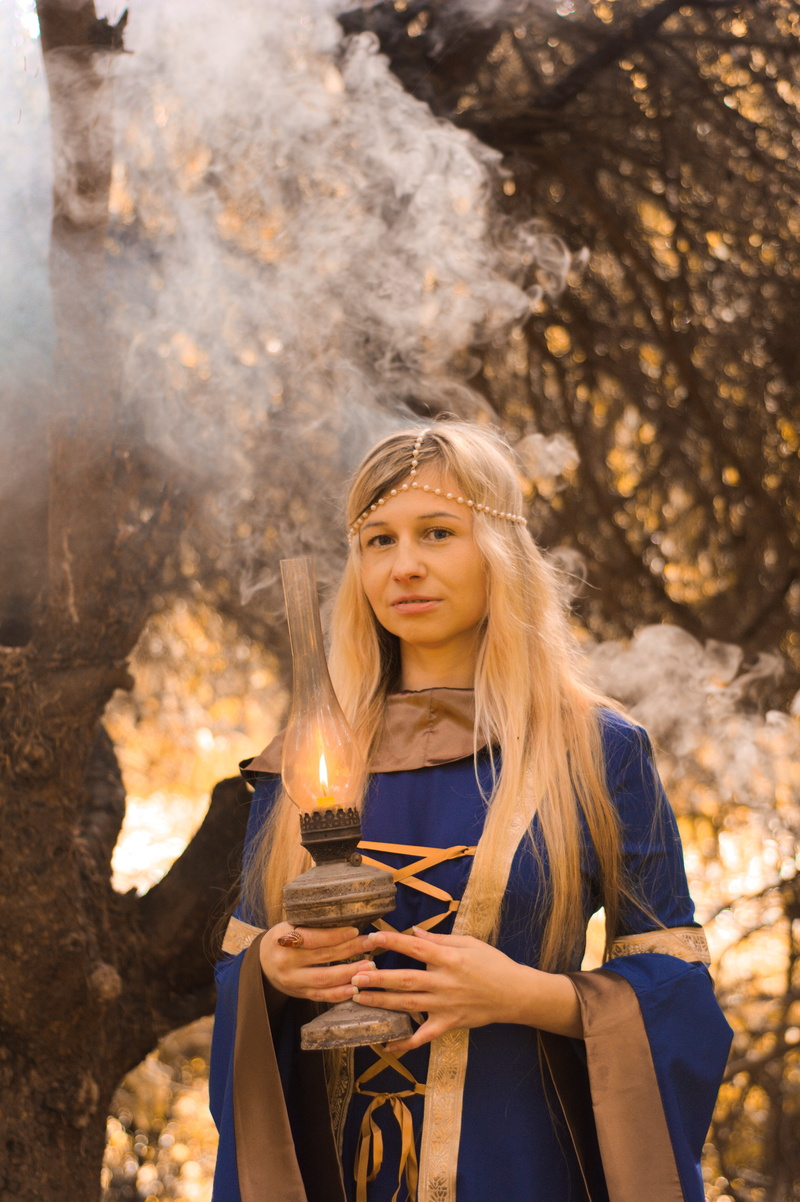 fairy forest, magic forest, one person, young women, autumn, smoke - physical structure, nature, long hair, teenager, smoke, standing, hairstyle, rite