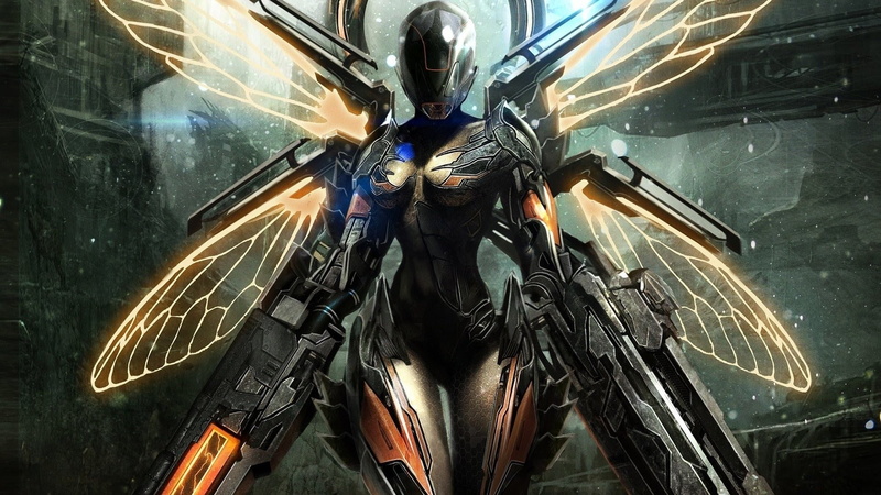 1080P, creature robot science fiction futuristic warframe digital art wings