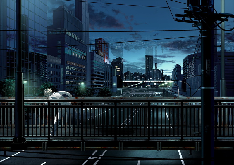 city, original, kurono kuro, building, sky, 1080P, short, blonde, scenic, male, hair