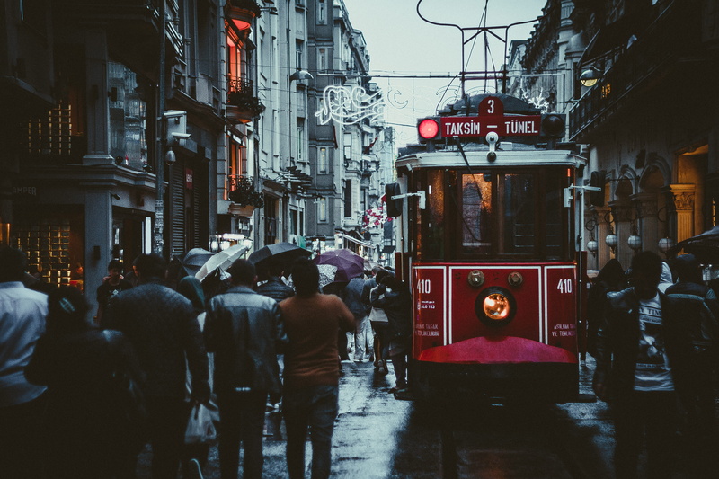 bus, real people, metropolis, pedestrian, mode of transportation, town, lifestyles, 4K, path, indoors, land vehicle, building, streetcar, asphalt, tram