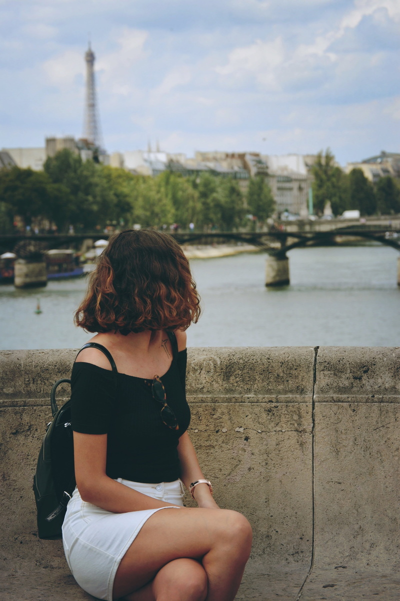 youth, life, sitting, bridge - man made structure, woman, love, three quarter length, street, hairstyle, casual clothing, lovelife, 4K, actresslife, one person