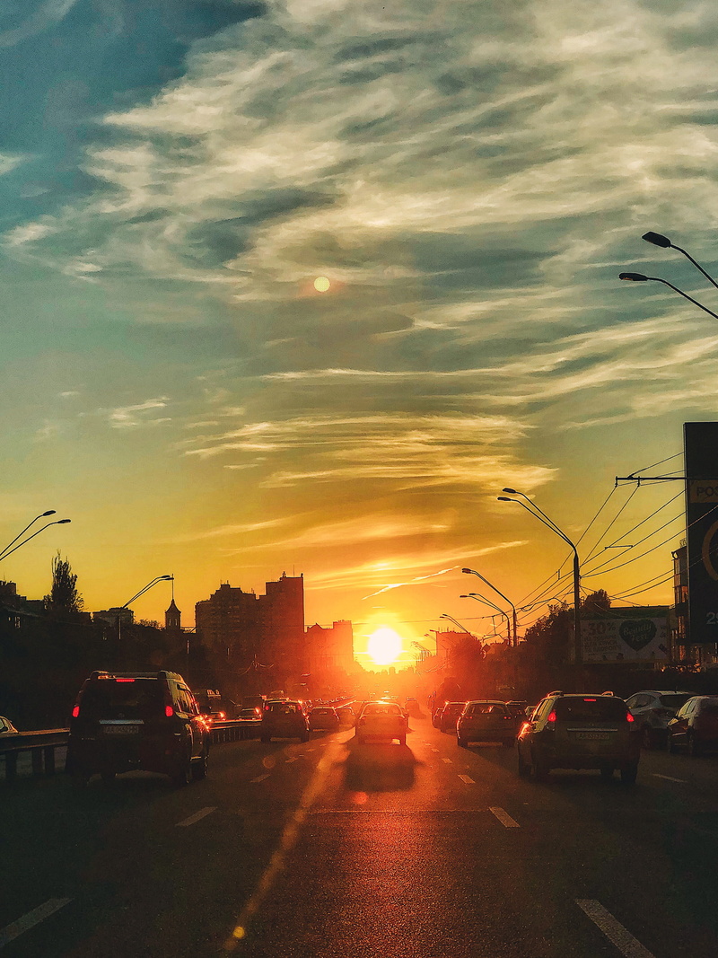 motion, car, street, lens flare, busy, nature, city, 4K, transportation, no people, land vehicle, cloud - sky, kyiv, mode of transportation, building exterior